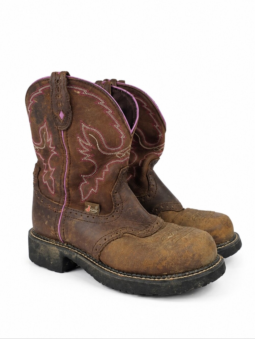 Justin Gypsy Wanette Steel Toe Brown Leather Women's Work Boots Size 7.5